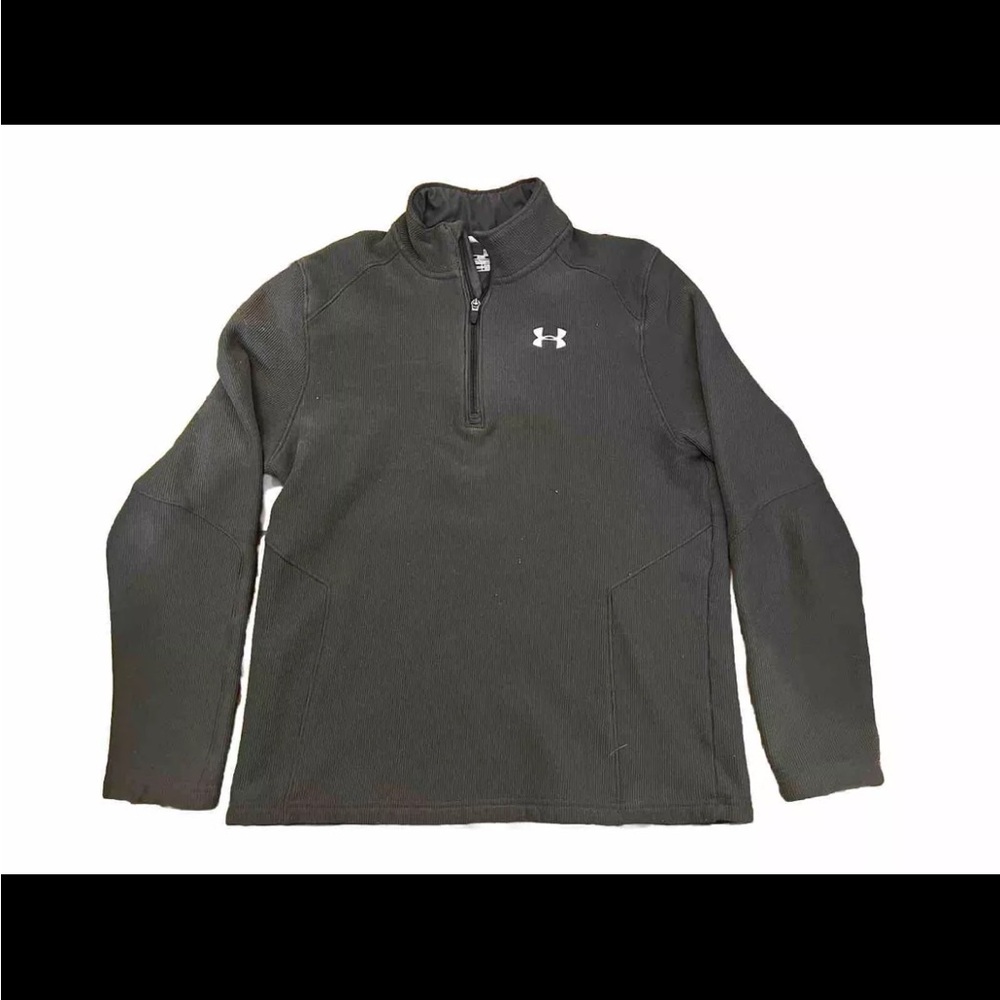 Under Armour Loose Quarter Zip Fleece Sweater Black Coldgear Pullover 1/4 Zip XL